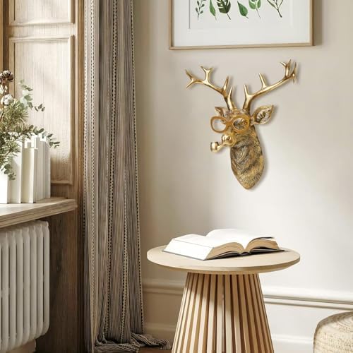 Newinhome Deer Wall Sculpture Resin Animal Head Decoration
