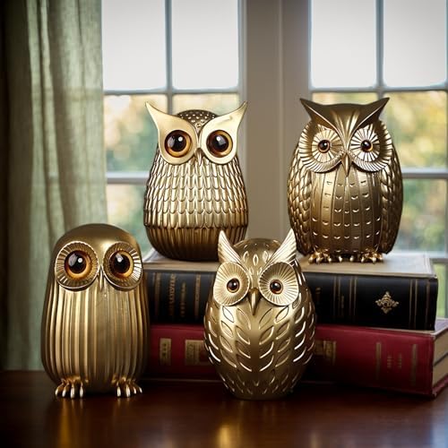Elegant Gold Owl Figurine Decor for Home
