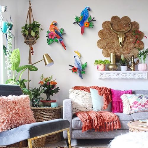 Metal Parrots Wall Art 3 Pack Outdoor Decor