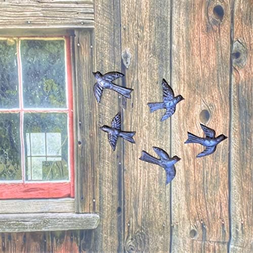 Set of 5 Metal Birds Flying Wall Decor