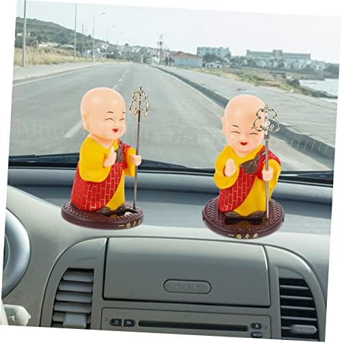 GLEAVI Shaking Head Monk Statue Figurine Zen Decor Car Ornament
