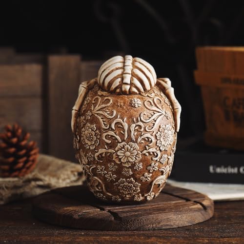 Vintage Skull Statue with Spider Resin Sculpture for Home Decor