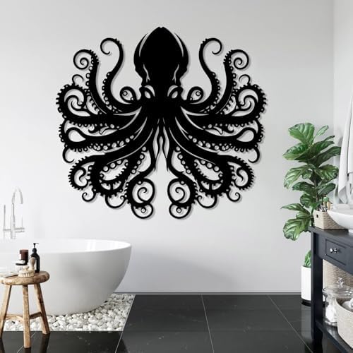 LARNT Metal Octopus Wall Art 21x24 Black