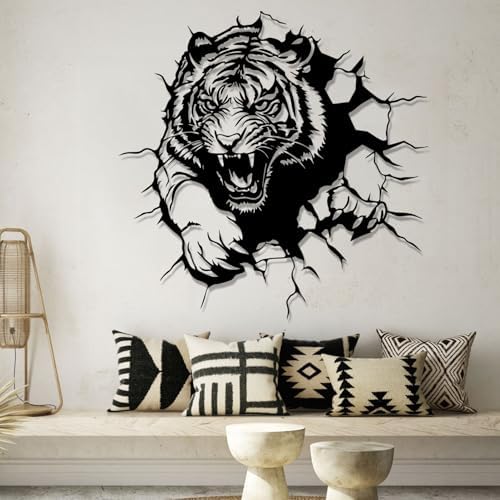 Tiger Metal Wall Art Large Tiger Head Decor 24x24 Inch