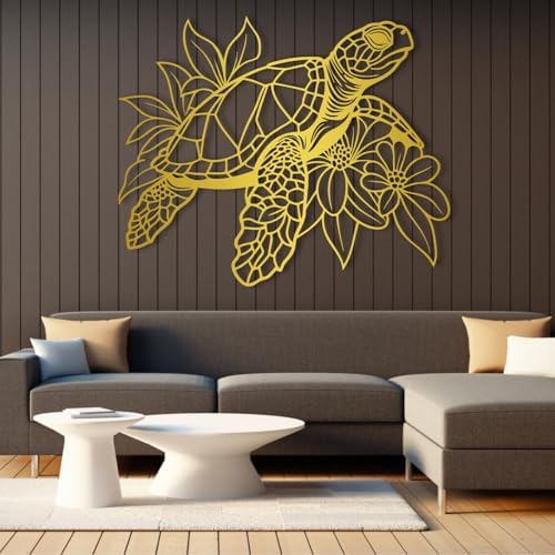 Silver Sea Turtle Wall Sculpture 47x38cm
