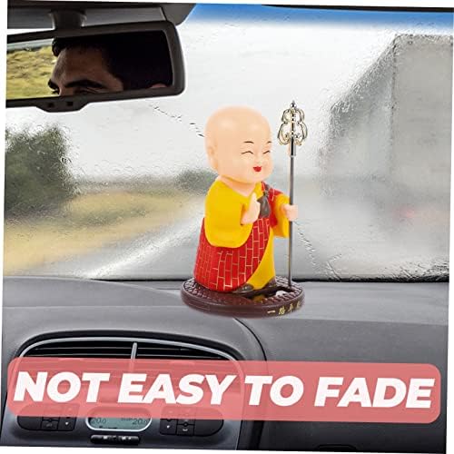 GLEAVI Shaking Head Monk Statue Figurine Zen Decor Car Ornament