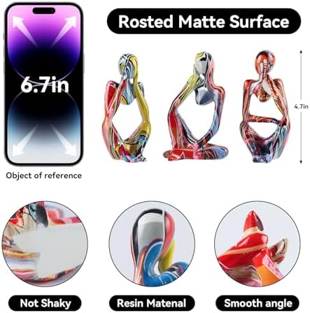 BrownLove 3pcs Abstract Human Body Art Statue Modern Resin Decor for Home Office Shelf Bookcase