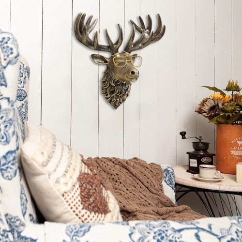 JJALIGHTS Vintage Deer Wall Sculpture Resin Decoration