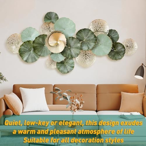 Edaknez 3D Flower Metal Wall Art Decor Large Green Gold