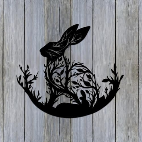 Black Metal Rabbit Wall Sculpture Decor