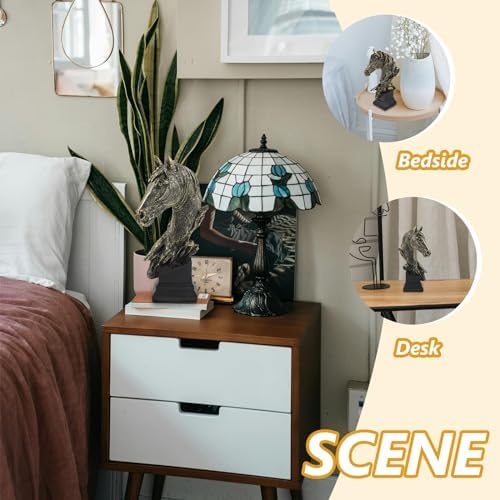 LUOZZY Retro Horse Head Figurine Realistic Statue for Home Office Decor