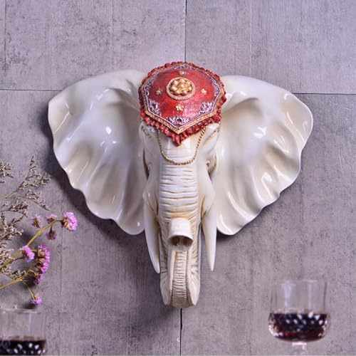 Artificial Resin Elephant Head Wall Sculpture 3D Large Faux Taxidermy Wall Decor