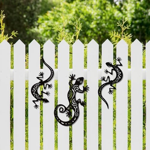 Elegant Black Gecko Wall Sculpture Set of 3