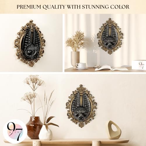 97 Decor Black Gold Bat Wall Sculpture - Gothic Halloween Decor