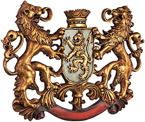 Design Toscano Heraldic Royal Lions Coat of Arms Wall Sculpture 30 Inch
