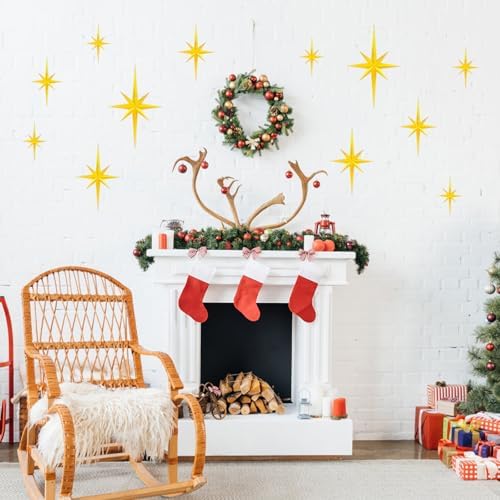 3D Gold Star Wall Decals 12PCS Mid Century Modern Decor