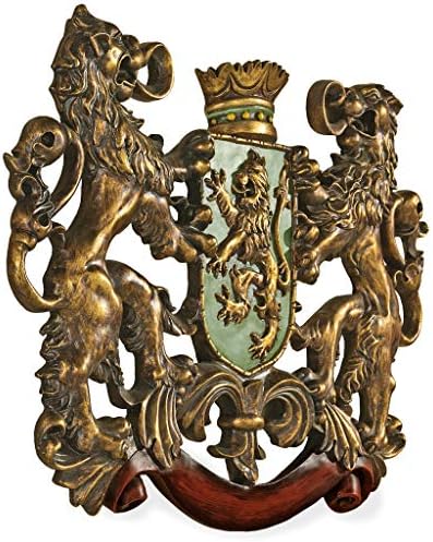 Design Toscano Heraldic Royal Lions Coat of Arms Wall Sculpture 30 Inch
