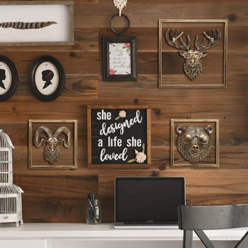 JJALIGHTS Animal Heads Wall Decor Resin Sculptures