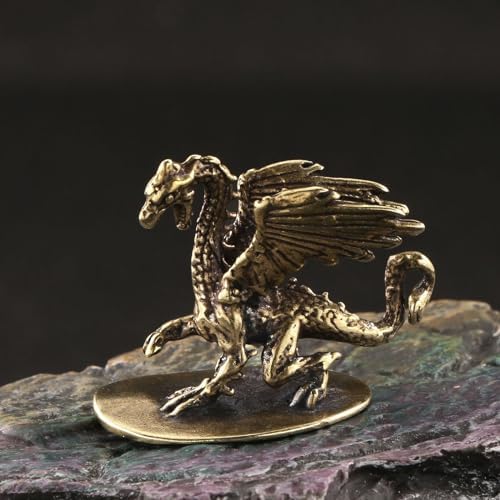 Leheybia Golden Brass Magic Dragon Statue Ornament