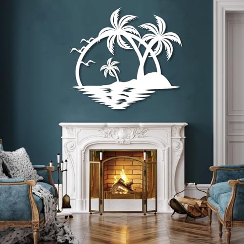 Cadeali Tropical Beach Metal Wall Art 24x26 Inches