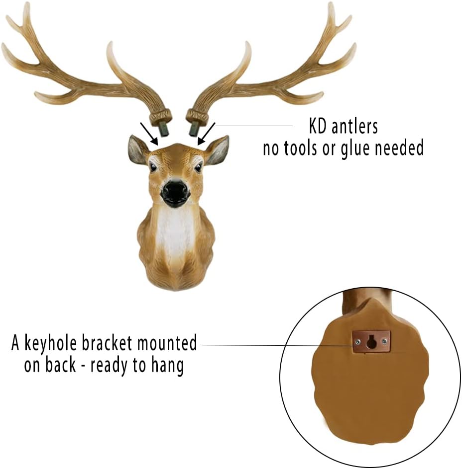 Keygift Deer Head Wall Decor 20 Inch Realistic Sculpture
