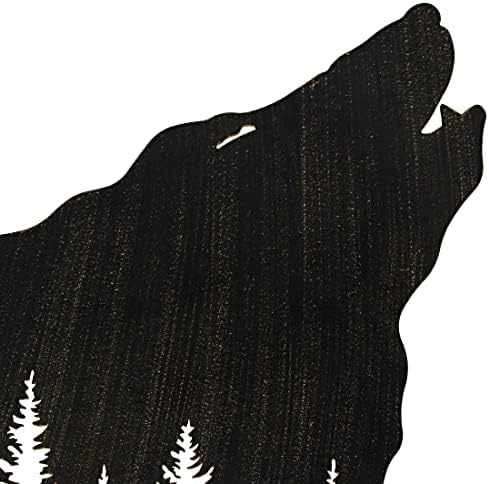 Black Howling Wolf Metal Wall Sculpture - 17 Inch Rustic Lodge Decor