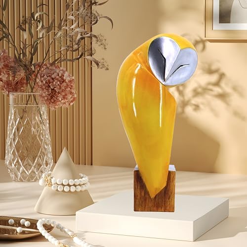 15 Inch Handmade Owl Statue for Home Decor