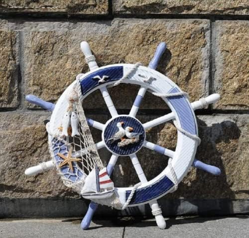 Hand Painted Wooden Ship Steering Wheel 18 Inch