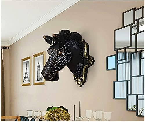TONPOP Black Horse Head Wall Sculpture Decor