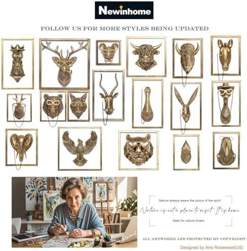 Newinhome Deer Wall Sculpture Resin Animal Head Decoration