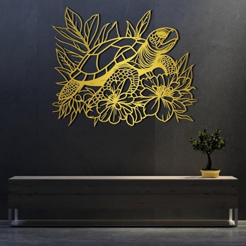 ENJOYOO Metal Turtle Wall Art Sculpture - 19x15in Black