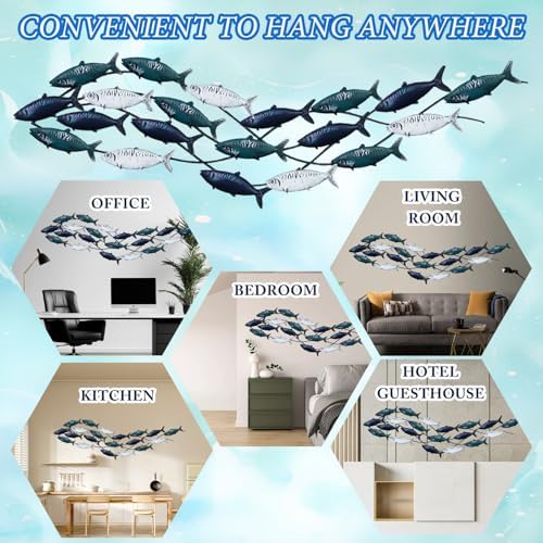 Coastal Metal Fish Wall Decor 59 x 165 Large Nautical Art Sculpture