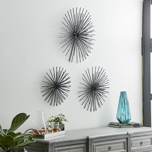 Deco 79 3D Metal Wall Sculpture Set of 3 Black