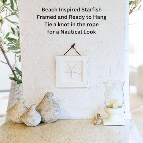 DECOR BIZZ Starfish Wall Decor Framed with Nautical Rope
