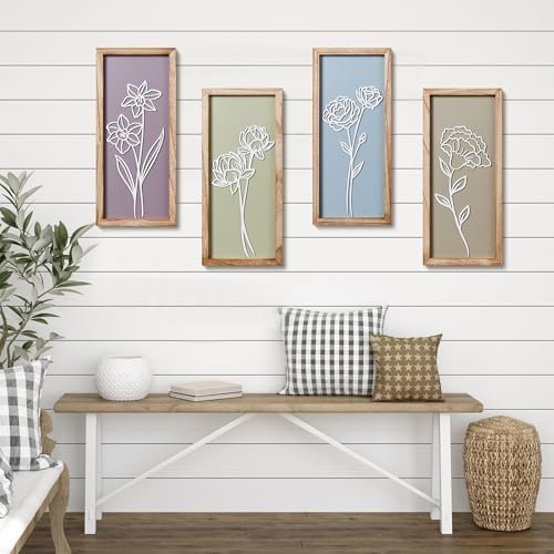 HKBS 3D Flower Wall Art Set of 4 Decor
