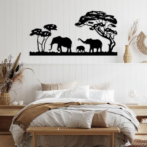 Veplsur Elephant Family Metal Wall Art Modern Safari Sculpture