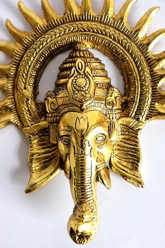 8 Inch Brass Wall Hanging Ganesha Statue