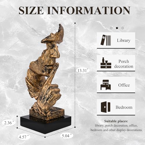 Modern Resin Thinker Statue Brass Color Minimalist Decor