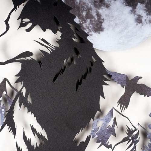 Colored Metal Wolf and Nature Wall Art 21x37 Inches