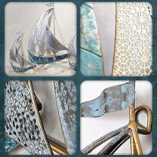Edaknez Set of 3 Metal Sailboat Wall Art