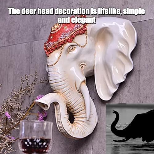 Artificial Resin Elephant Head Wall Sculpture 3D Large Faux Taxidermy Wall Decor