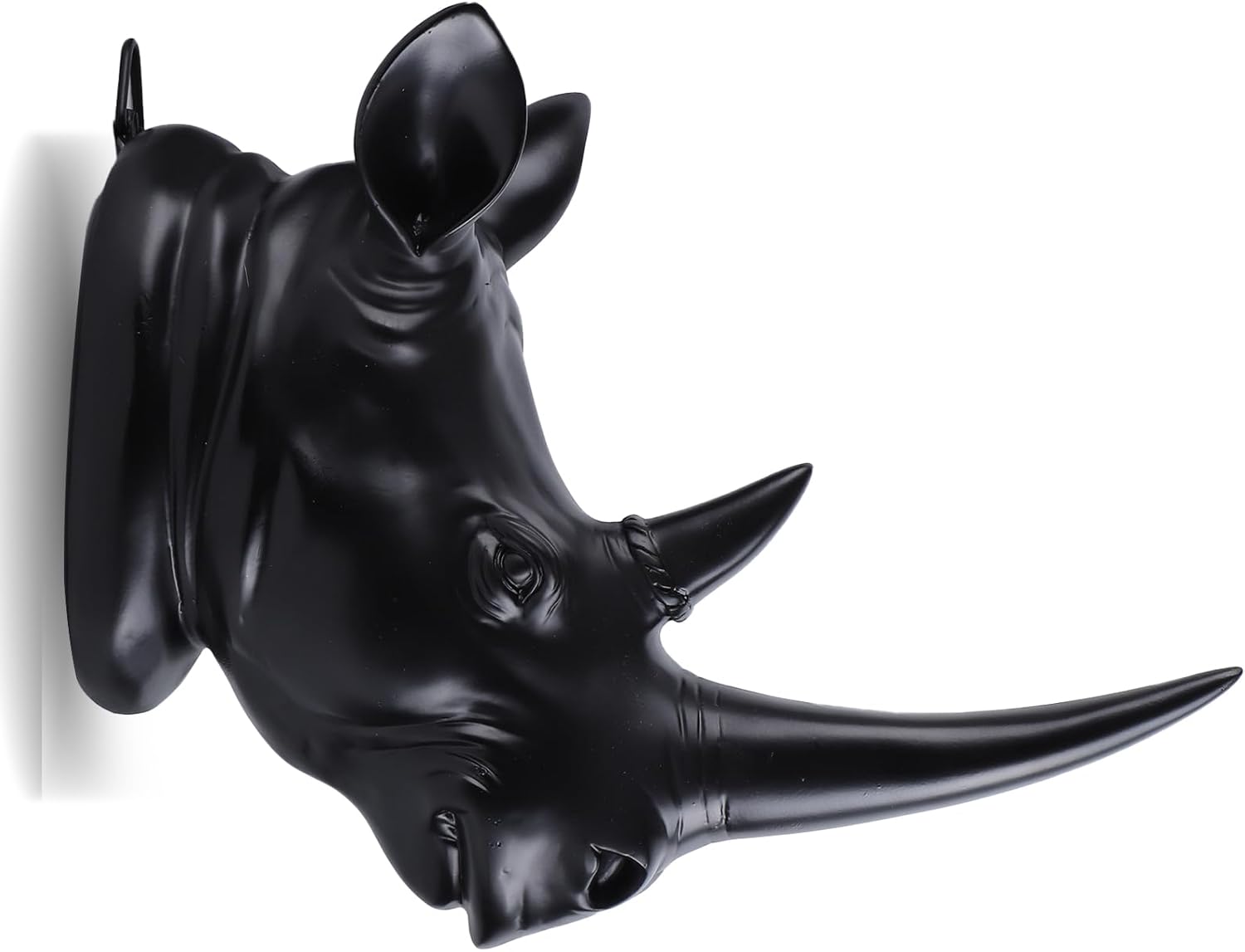 11 Inch Resin Rhino Head Wall Sculpture Antique Black Wall Art Decor
