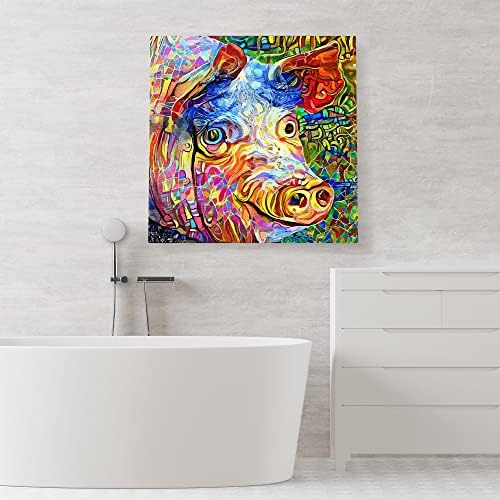 Funny Blue-Eyed Pig Canvas Wall Art Modern Farmhouse Decor