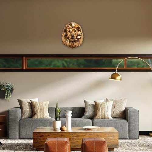 Guichifun Gold Lion Head Wall Sculpture - 143 Inch Resin Wall Decor