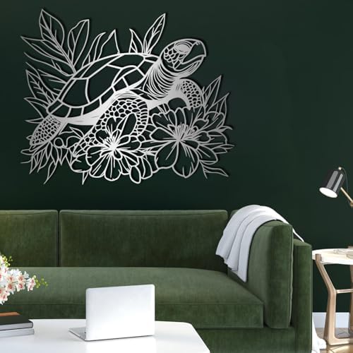 ENJOYOO Metal Turtle Wall Art Sculpture - 19x15in Black
