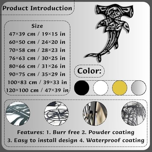 Hammerhead Shark Metal Wall Art Silver 47x39cm