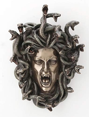 Veronese Design Greek Head Of Medusa Wall Plaque Cold Cast Resin Antique Bronze Finish