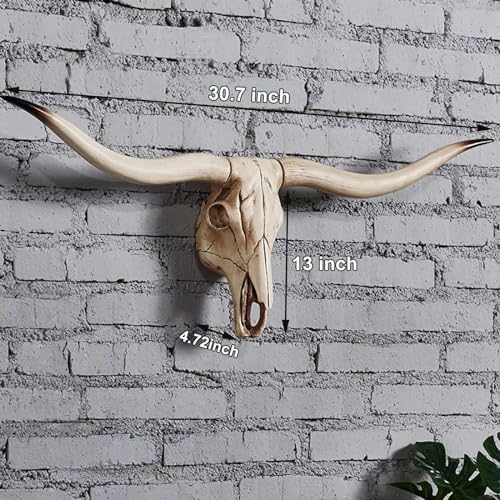 Skull Head Long Horn Wall Decor Handmade Resin Sculpture