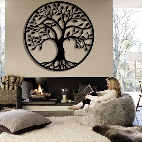 CarvingArt Tree of Life Wall Art 31x31 Black Modern Style