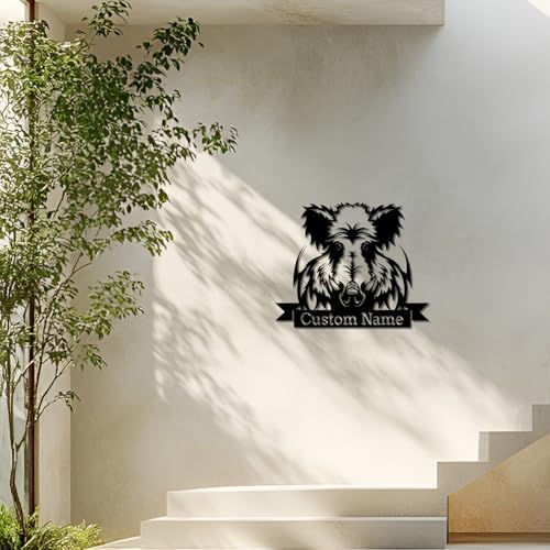Custom Boar Head Metal Wall Art Personalized Name Sign for Home Decor